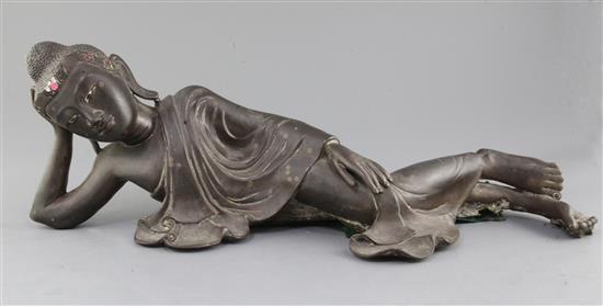 A Thai bronze figure of a reclining Buddha, 55cm